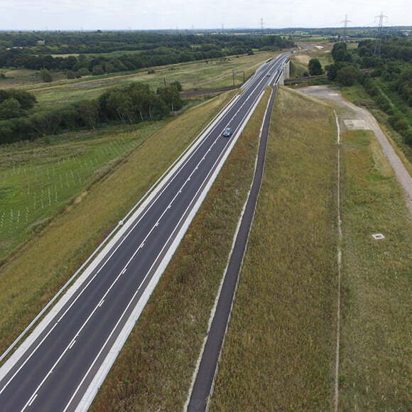 Aerial shot of a road